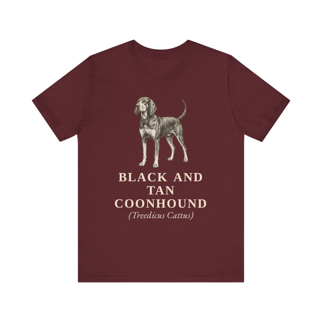Black and Tan Coonhound Latin Shirt, Vintage Dog Sketch Tee, Dog Latin Gift