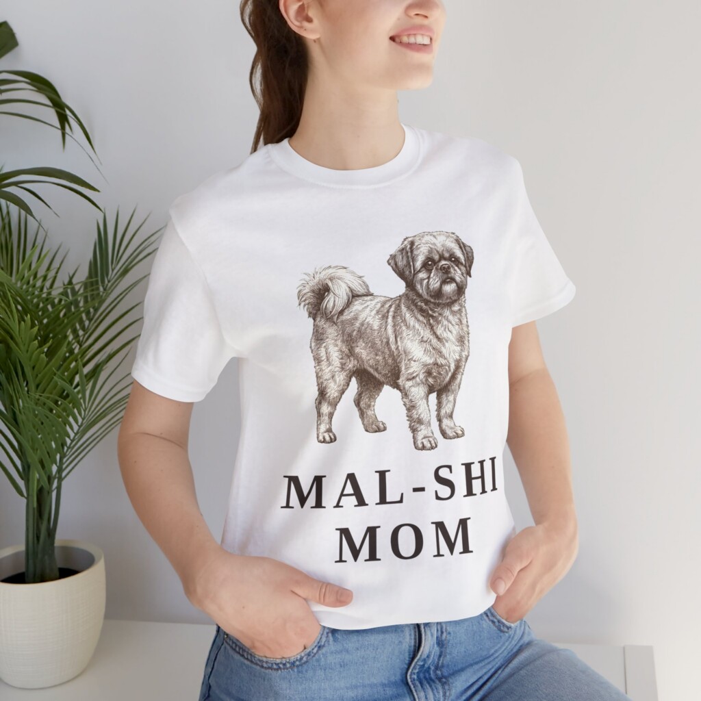 Mal-Shi Mom Shirt, Vintage Dog Sketch Tee, Dog Mom Gift