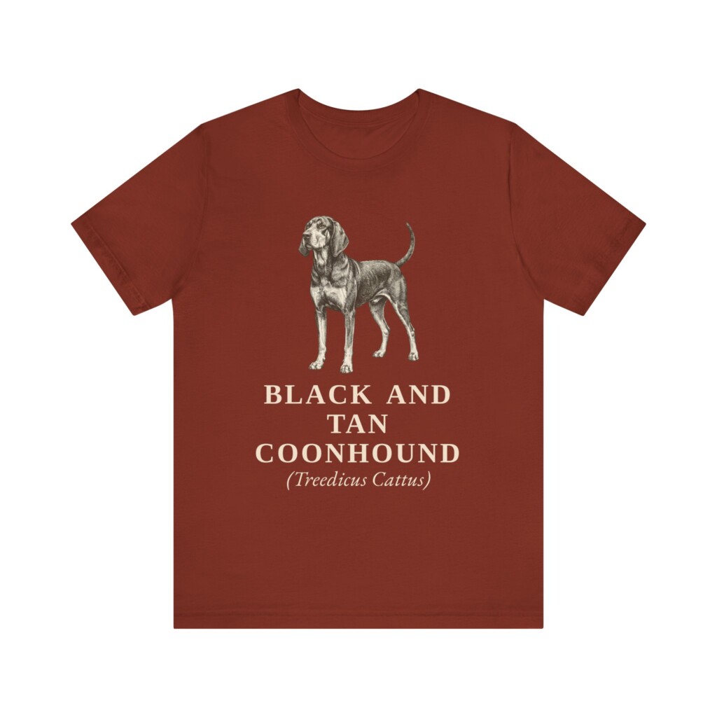 Black and Tan Coonhound Latin Shirt, Vintage Dog Sketch Tee, Dog Latin Gift