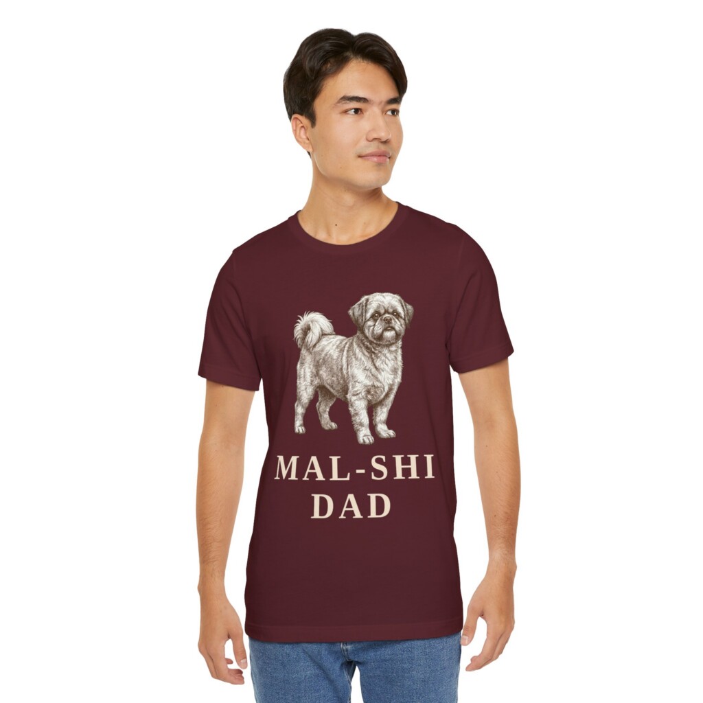 Mal-Shi Dad Shirt, Vintage Dog Sketch Tee, Dog Dad Gift