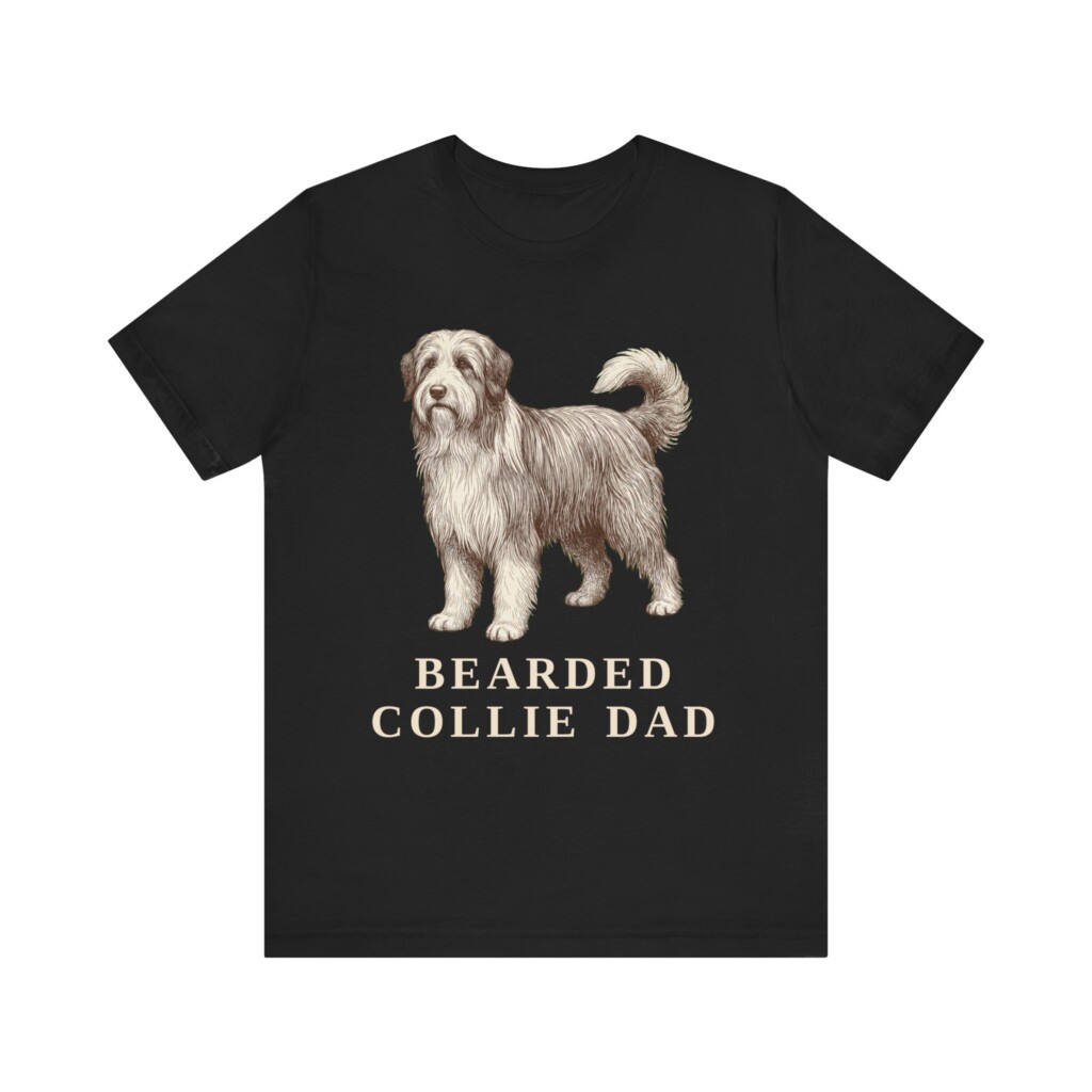 Bearded Collie Dad Shirt, Vintage Dog Sketch Tee, Dog Dad Gift