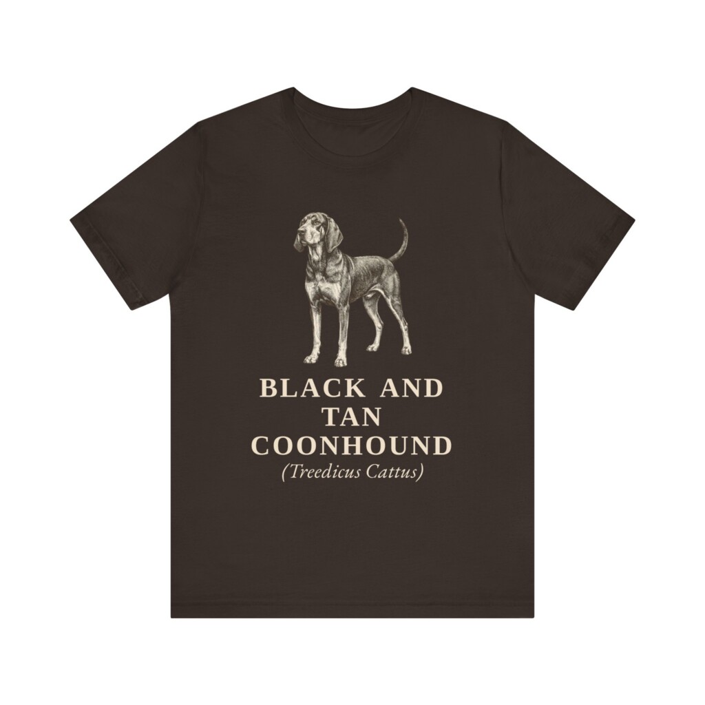 Black and Tan Coonhound Latin Shirt, Vintage Dog Sketch Tee, Dog Latin Gift