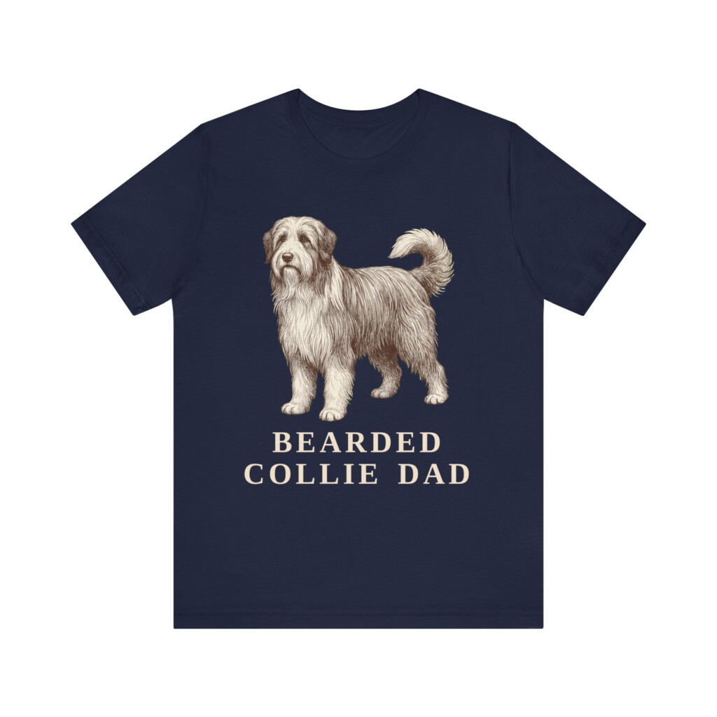 Bearded Collie Dad Shirt, Vintage Dog Sketch Tee, Dog Dad Gift