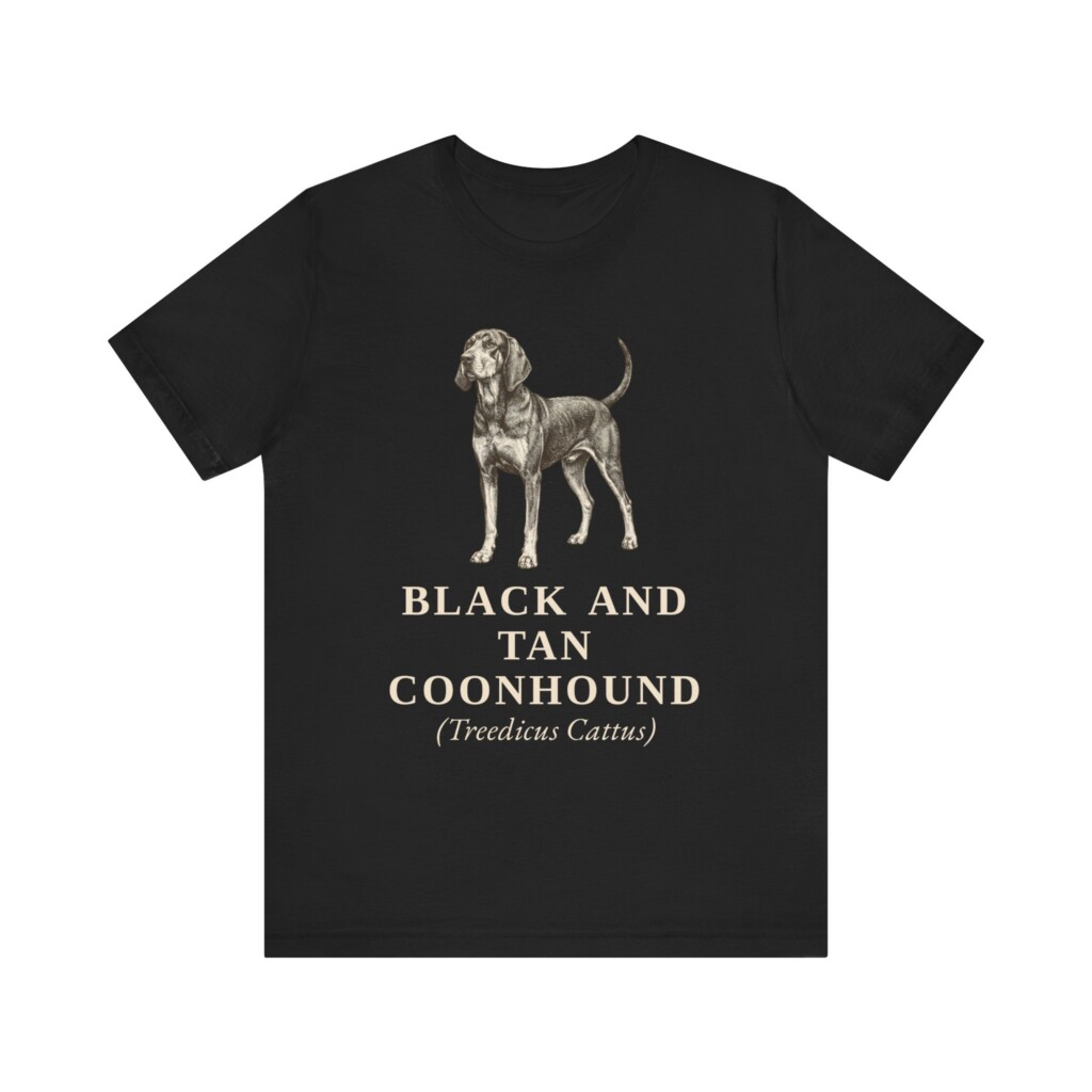 Black and Tan Coonhound Latin Shirt, Vintage Dog Sketch Tee, Dog Latin Gift