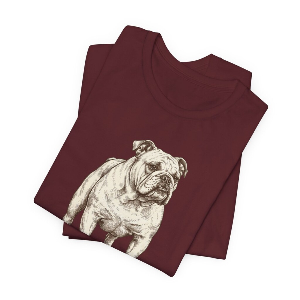 English Bulldog Lover Shirt, Vintage Dog Sketch Tee, Dog Lover Gift