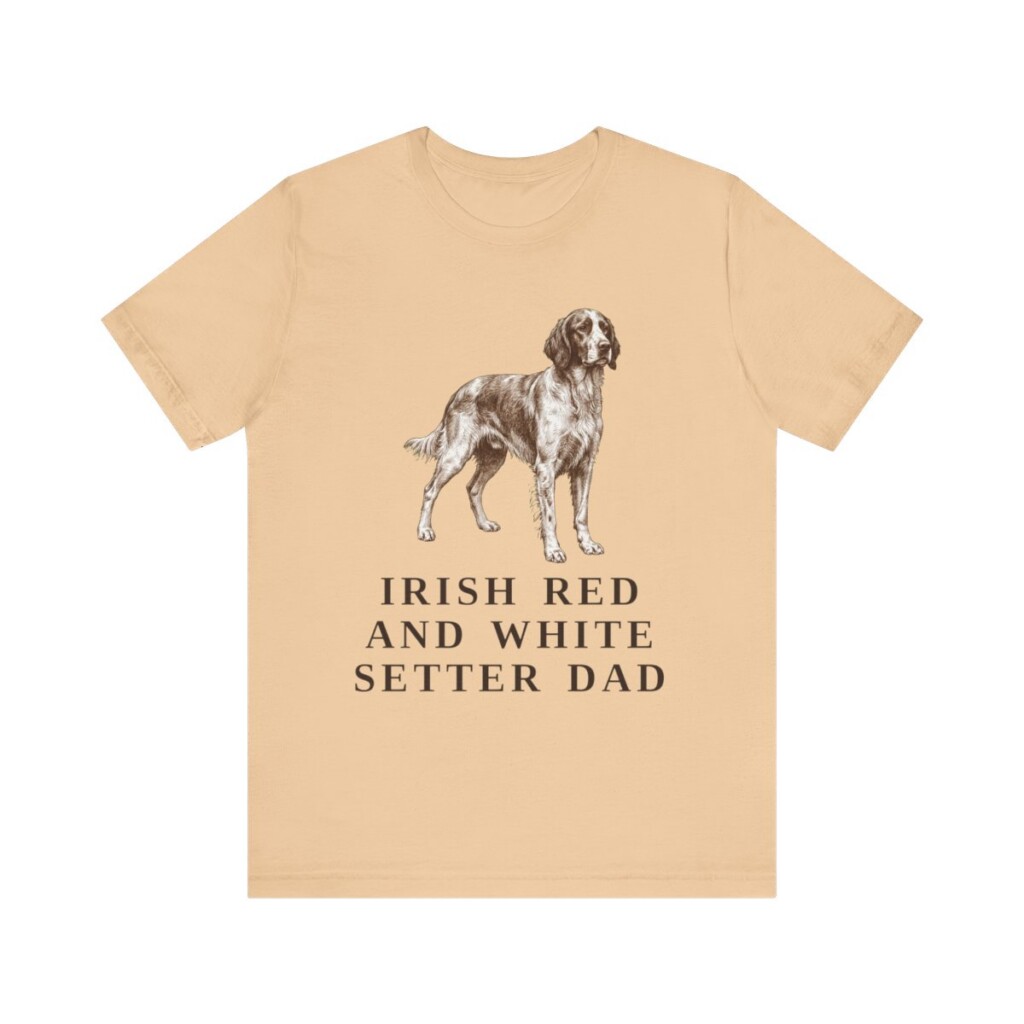 Irish Red and White Setter Dad Shirt, Vintage Dog Sketch Tee, Dog Dad Gift