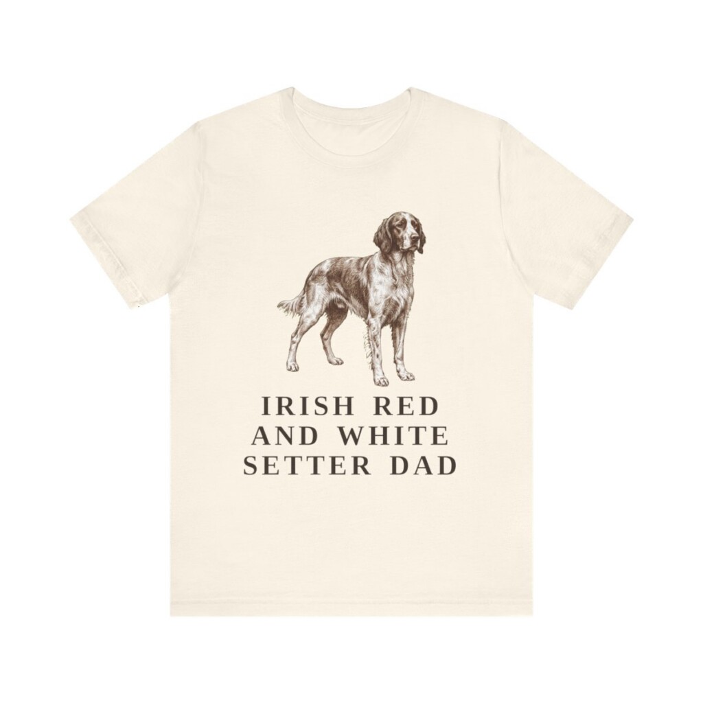 Irish Red and White Setter Dad Shirt, Vintage Dog Sketch Tee, Dog Dad Gift
