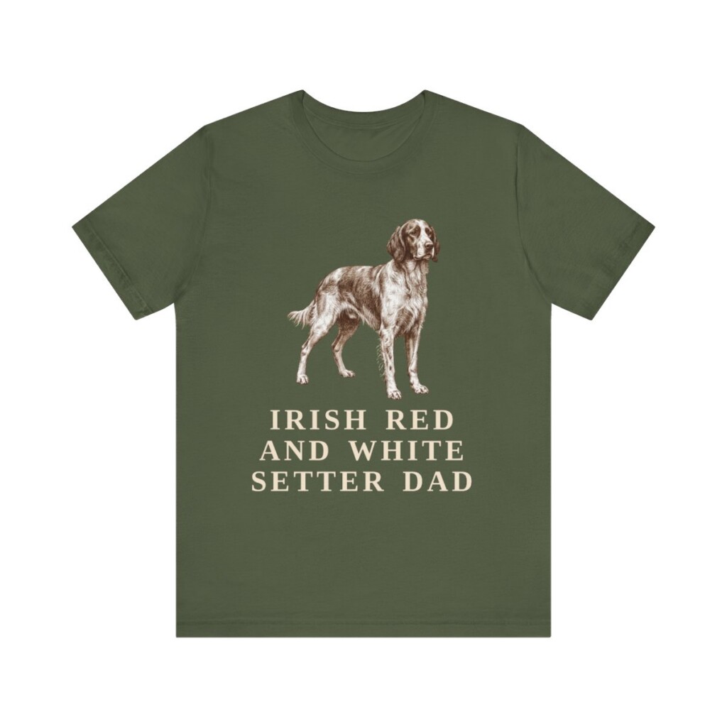 Irish Red and White Setter Dad Shirt, Vintage Dog Sketch Tee, Dog Dad Gift