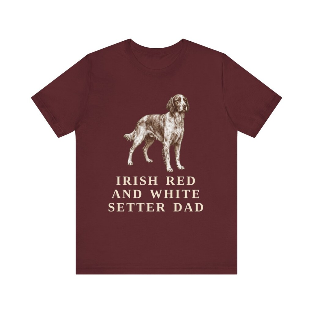 Irish Red and White Setter Dad Shirt, Vintage Dog Sketch Tee, Dog Dad Gift