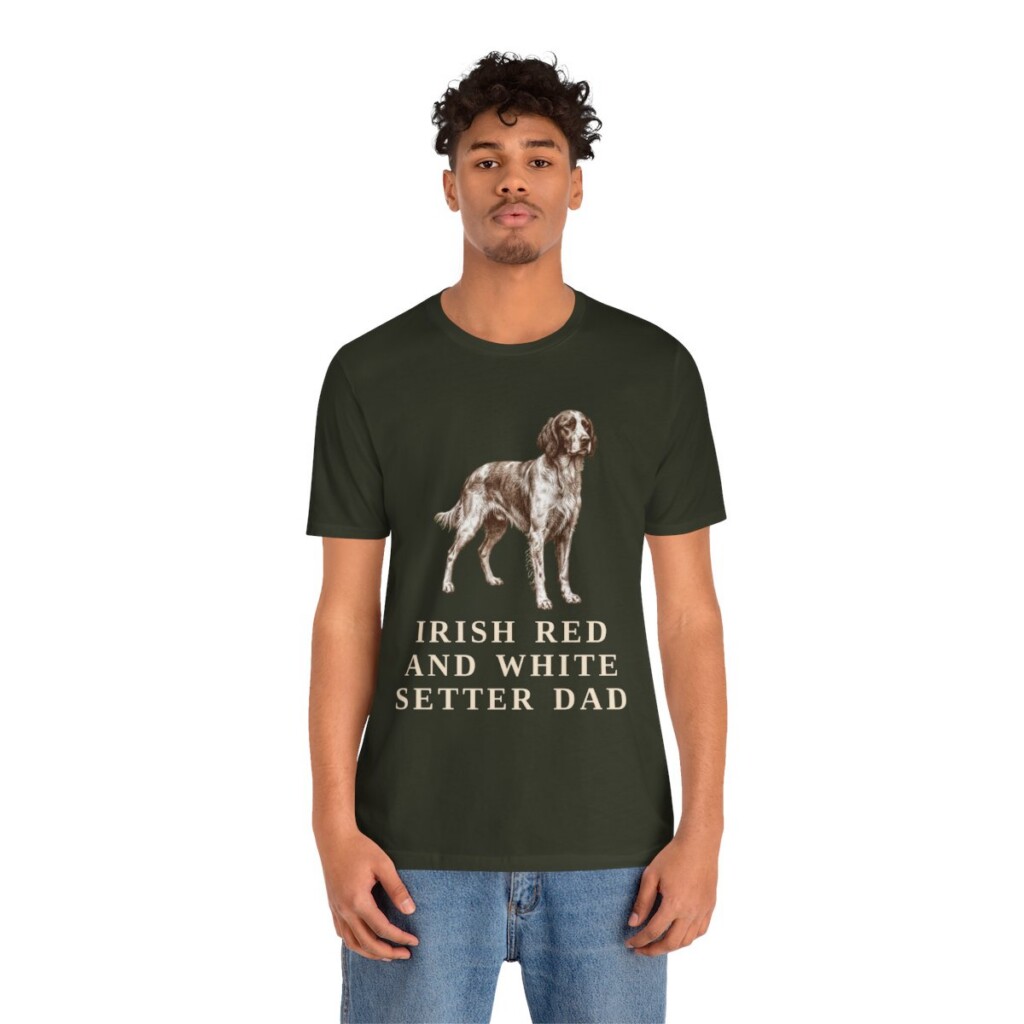 Irish Red and White Setter Dad Shirt, Vintage Dog Sketch Tee, Dog Dad Gift