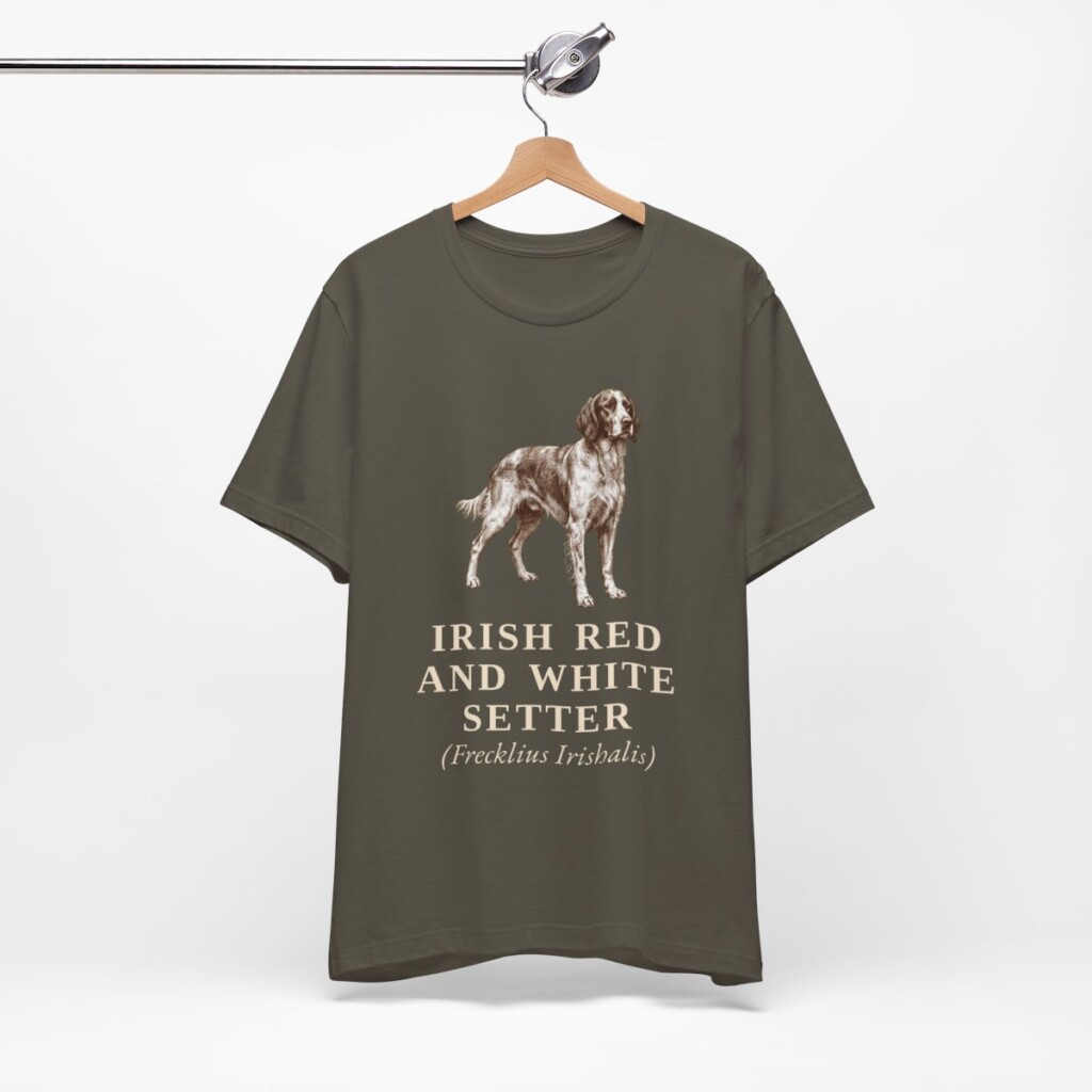 Irish Red and White Setter Latin Shirt, Vintage Dog Sketch Tee, Dog Latin Gift