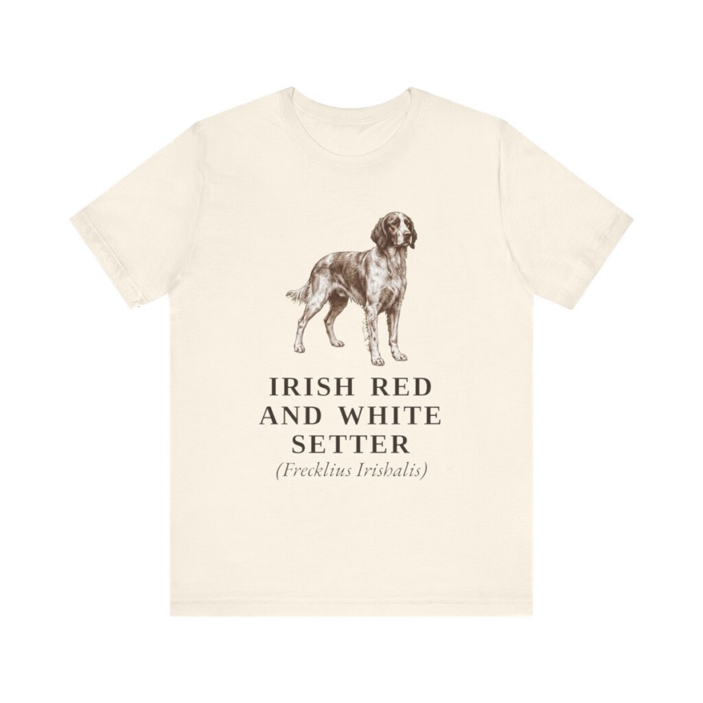 Irish Red and White Setter Latin Shirt, Vintage Dog Sketch Tee, Dog Latin Gift