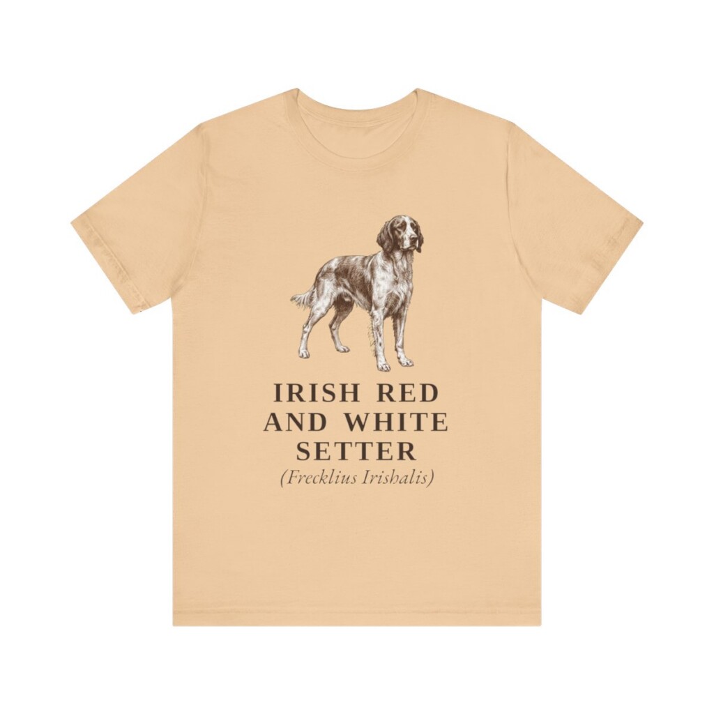 Irish Red and White Setter Latin Shirt, Vintage Dog Sketch Tee, Dog Latin Gift
