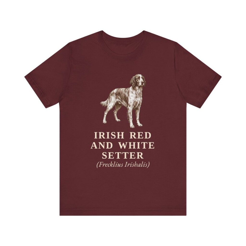 Irish Red and White Setter Latin Shirt, Vintage Dog Sketch Tee, Dog Latin Gift