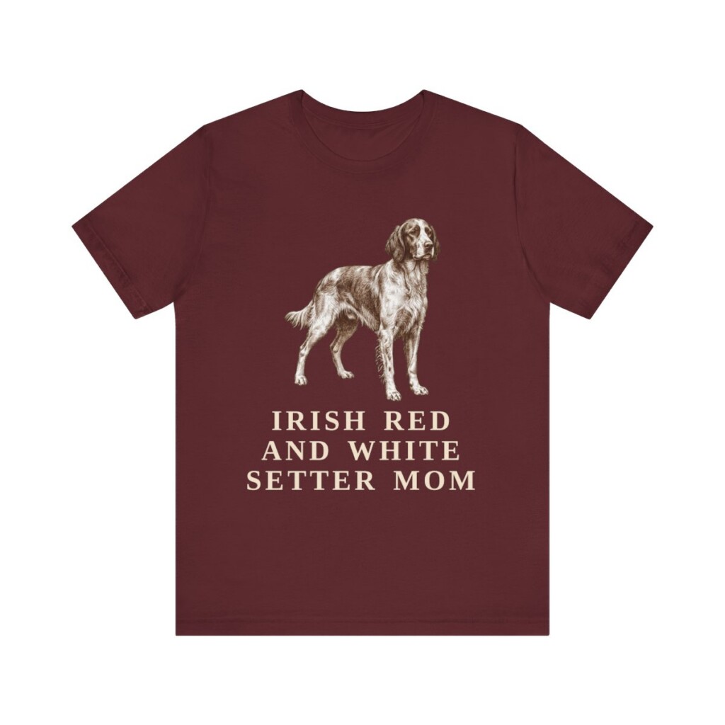 Irish Red and White Setter Mom Shirt, Vintage Dog Sketch Tee, Dog Mom Gift