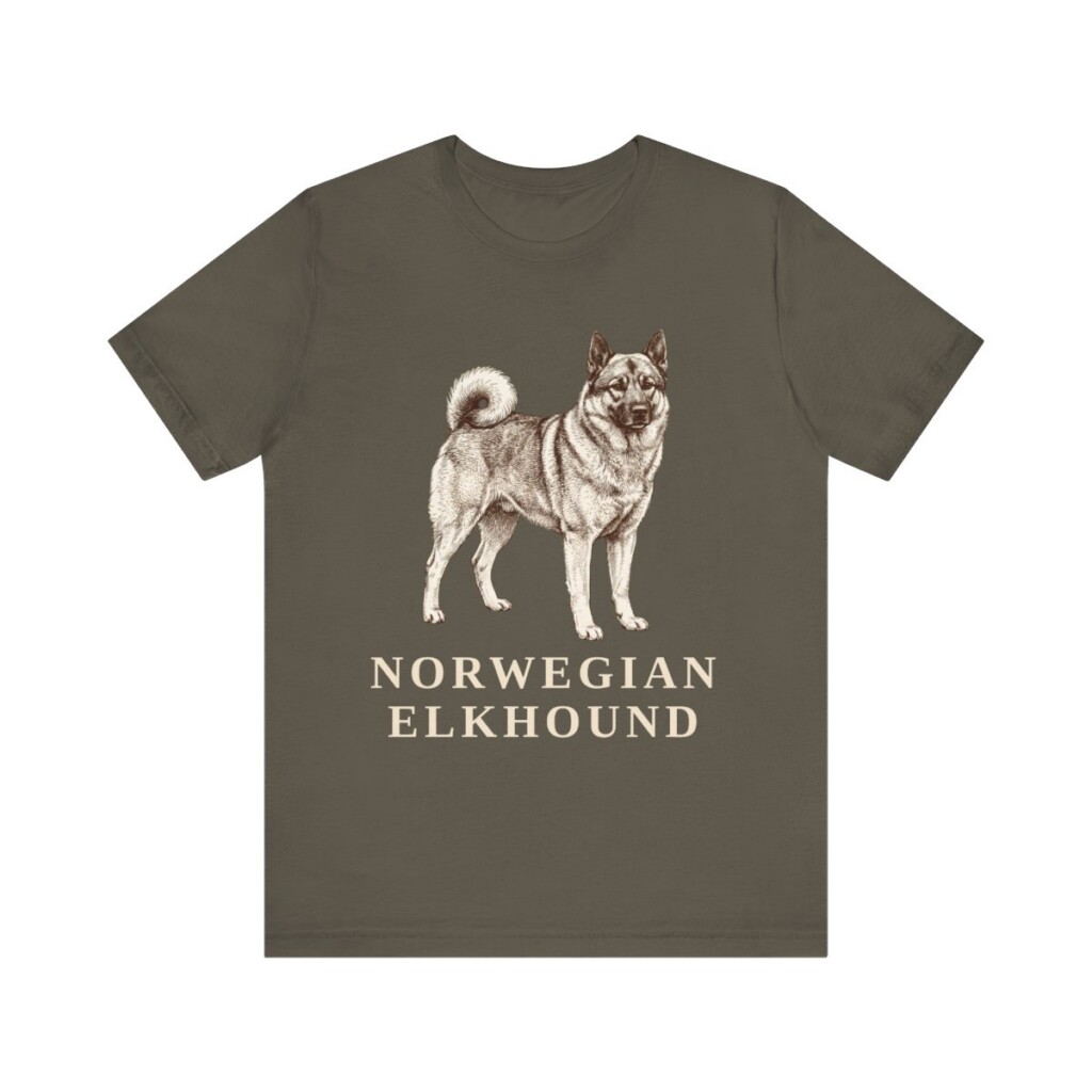 Norwegian Elkhound Shirt, Vintage Dog Sketch Tee, Dog Lover Gift