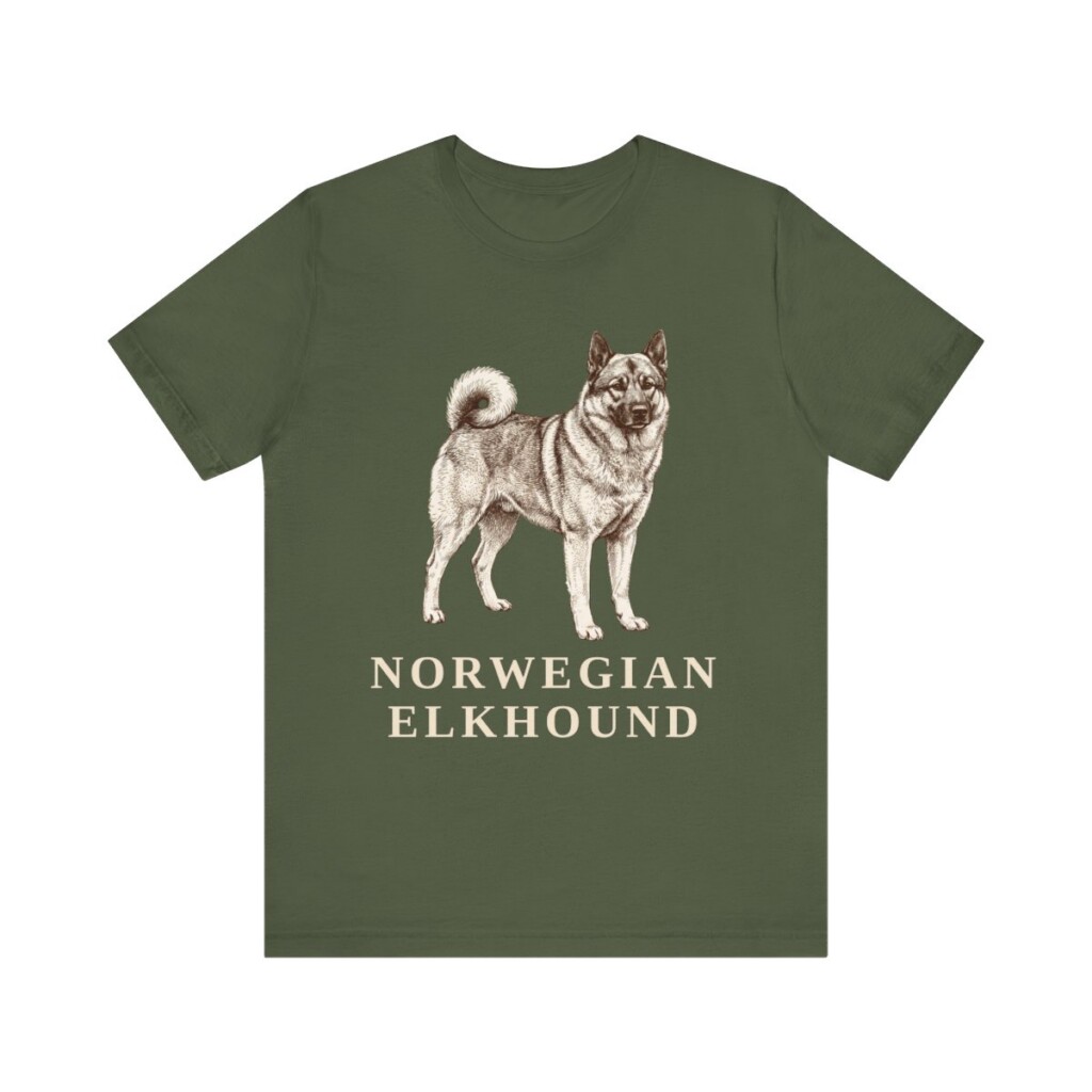 Norwegian Elkhound Shirt, Vintage Dog Sketch Tee, Dog Lover Gift