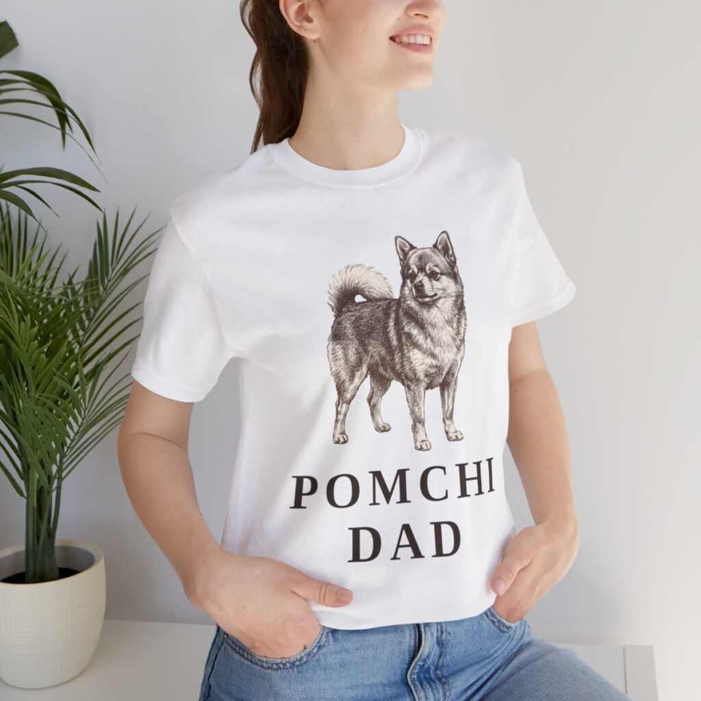 Pomchi Dad Shirt, Vintage Dog Sketch Tee, Dog Dad Gift