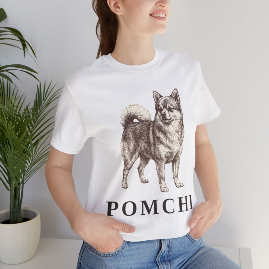Pomchi Shirt, Vintage Dog Sketch Tee, Dog Lover Gift