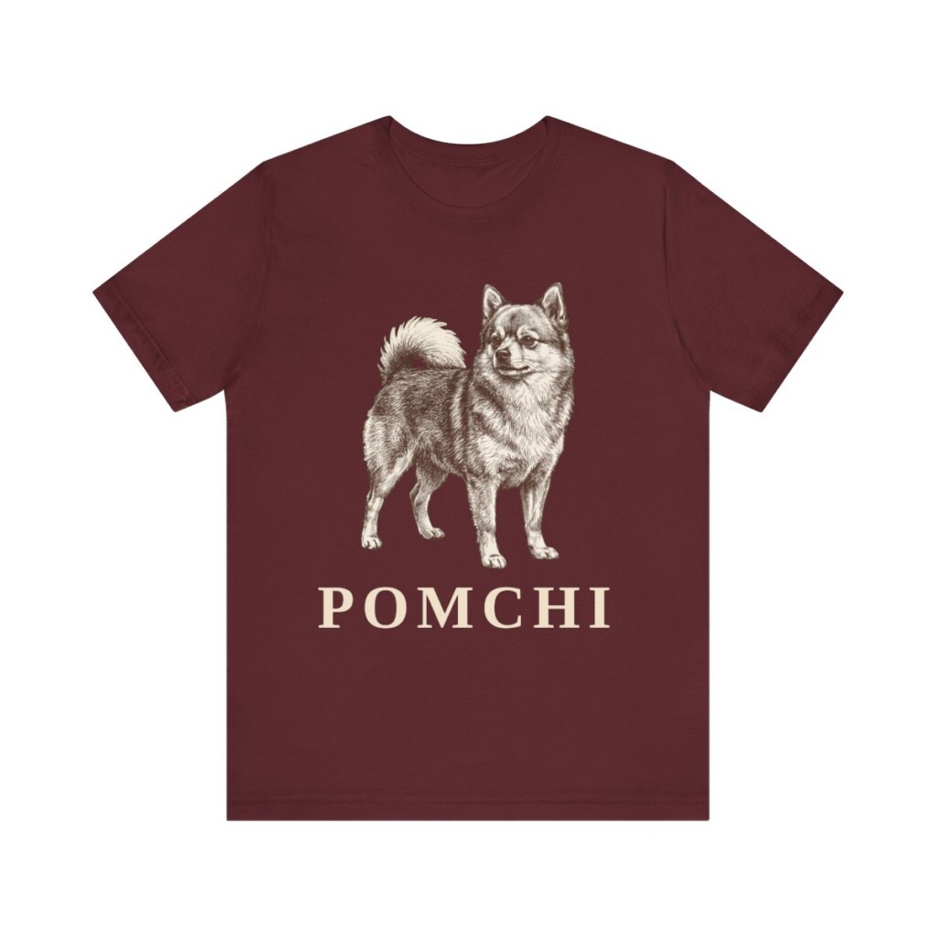 Pomchi Shirt, Vintage Dog Sketch Tee, Dog Lover Gift