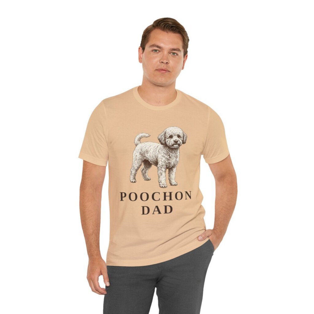 Poochon Dad Shirt, Vintage Dog Sketch Tee, Dog Dad Gift