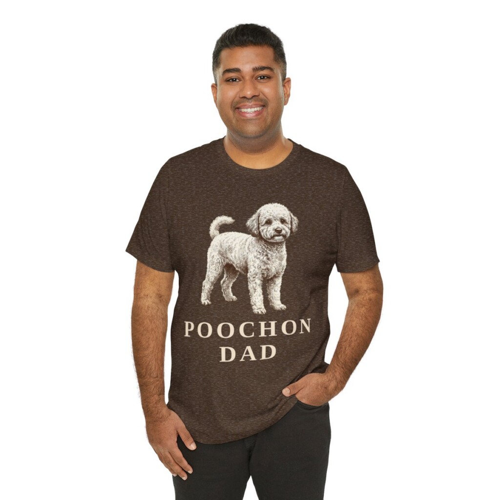 Poochon Dad Shirt, Vintage Dog Sketch Tee, Dog Dad Gift
