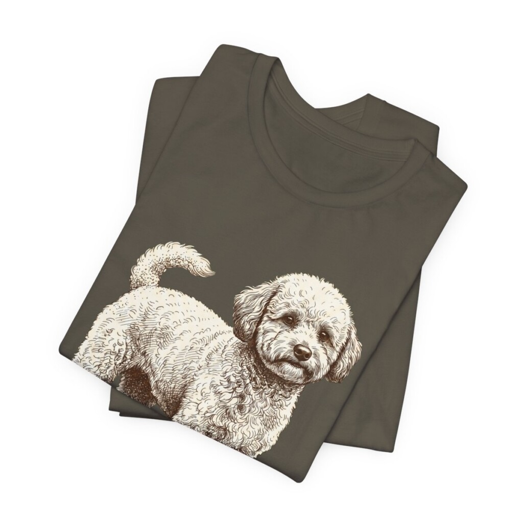 Poochon Shirt, Vintage Dog Sketch Tee, Dog Lover Gift