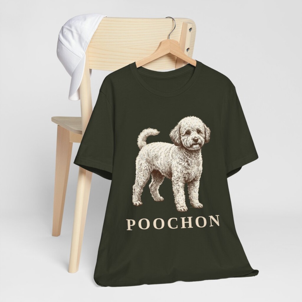 Poochon Shirt, Vintage Dog Sketch Tee, Dog Lover Gift