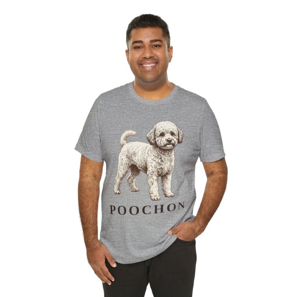 Poochon Shirt, Vintage Dog Sketch Tee, Dog Lover Gift