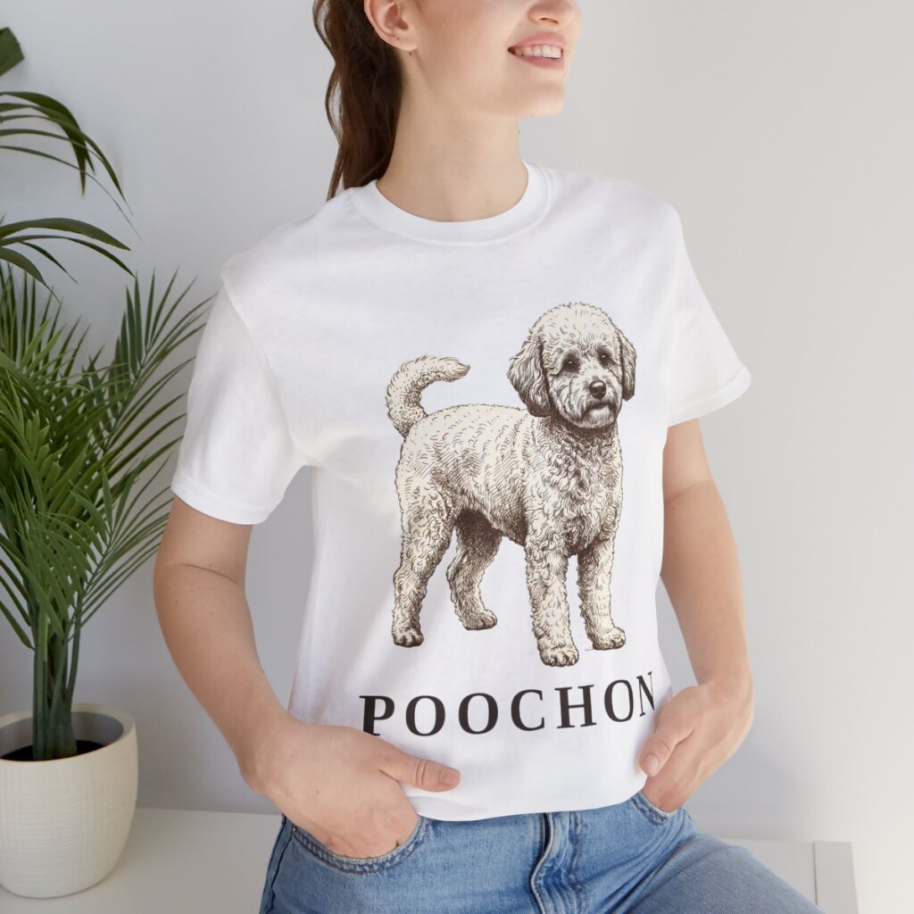 Poochon Shirt, Vintage Dog Sketch Tee, Dog Lover Gift