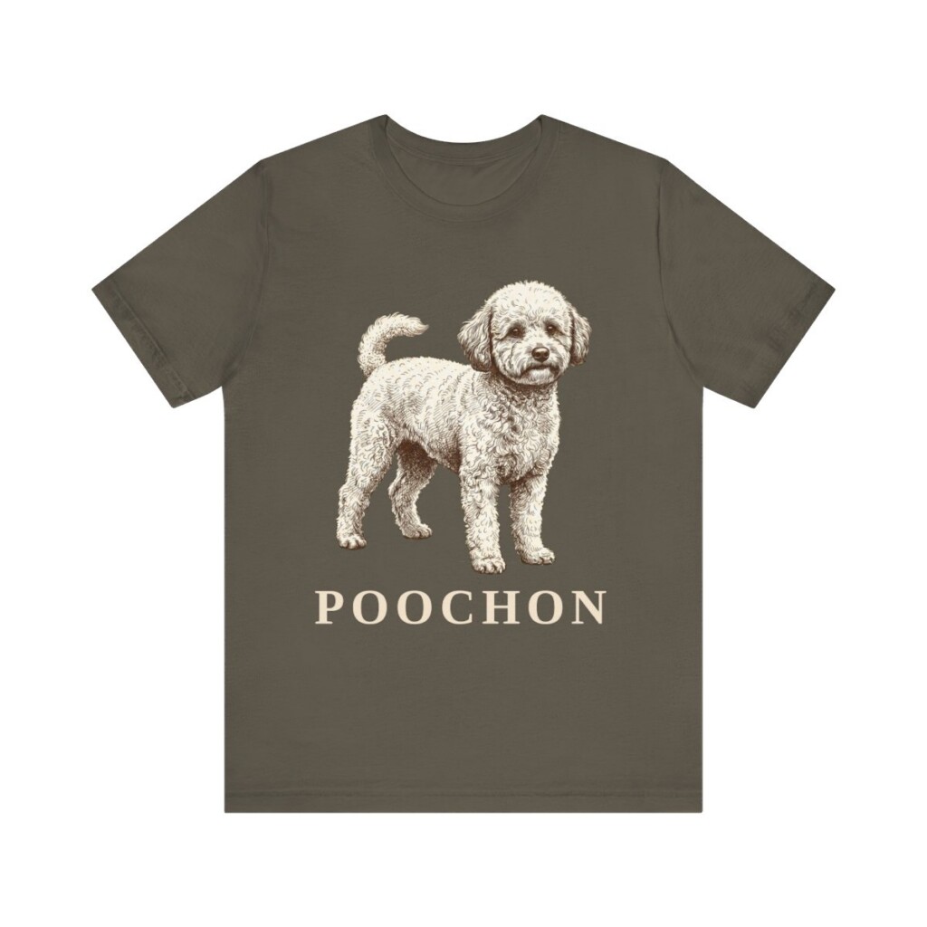Poochon Shirt, Vintage Dog Sketch Tee, Dog Lover Gift