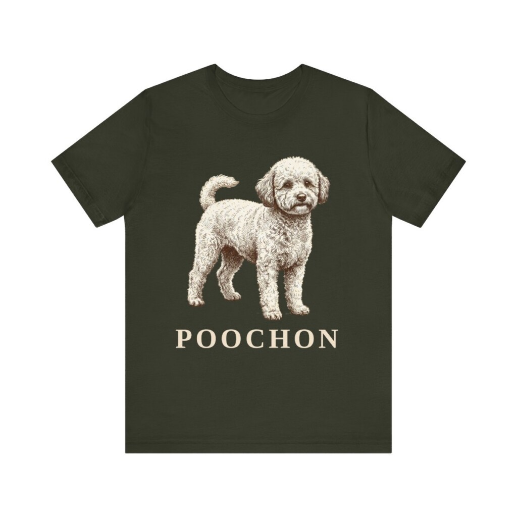 Poochon Shirt, Vintage Dog Sketch Tee, Dog Lover Gift