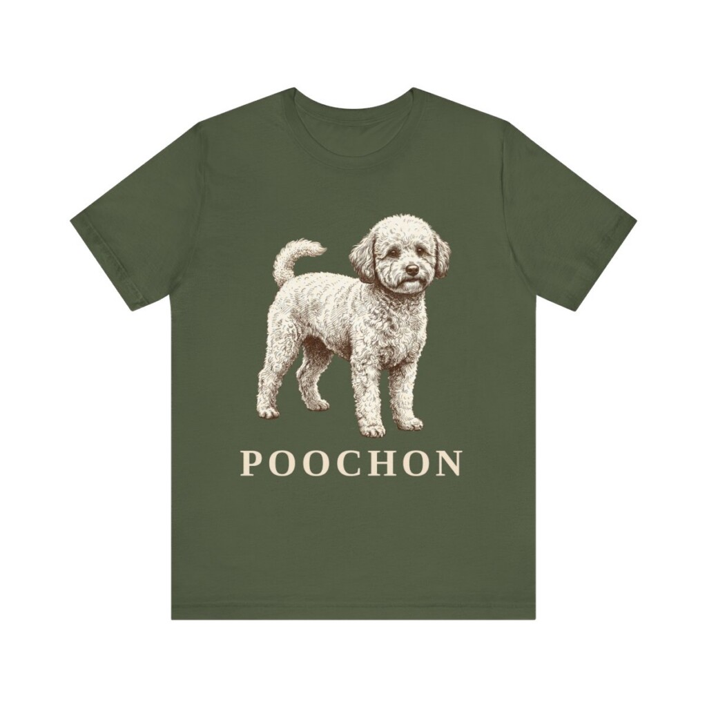 Poochon Shirt, Vintage Dog Sketch Tee, Dog Lover Gift