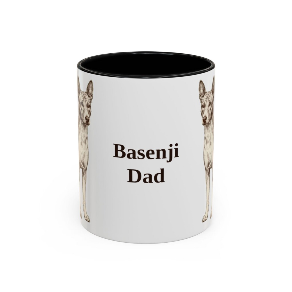 11oz Basenji Dog Dad Mug, Vintage Sketch Coffee Mug, Dog Dad Gift