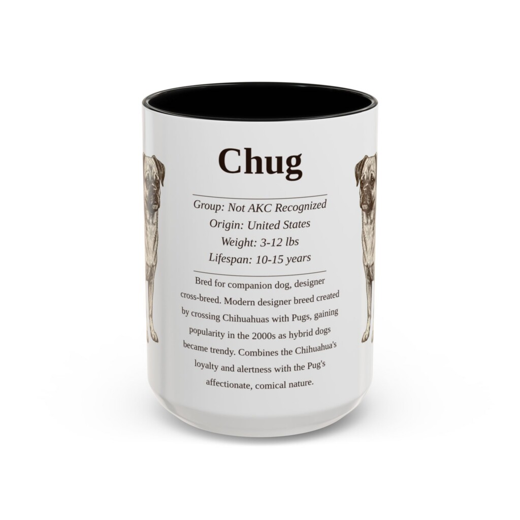 15oz Chug Mug, Illustrated Dog Breed Facts Coffee Mug, Vintage Dog Keepsake Gift