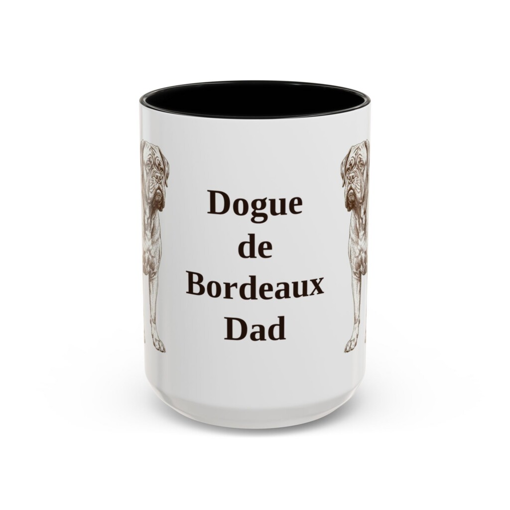 15oz Dogue de Bordeaux Dog Dad Mug, Vintage Sketch Coffee Mug, Dog Dad Gift