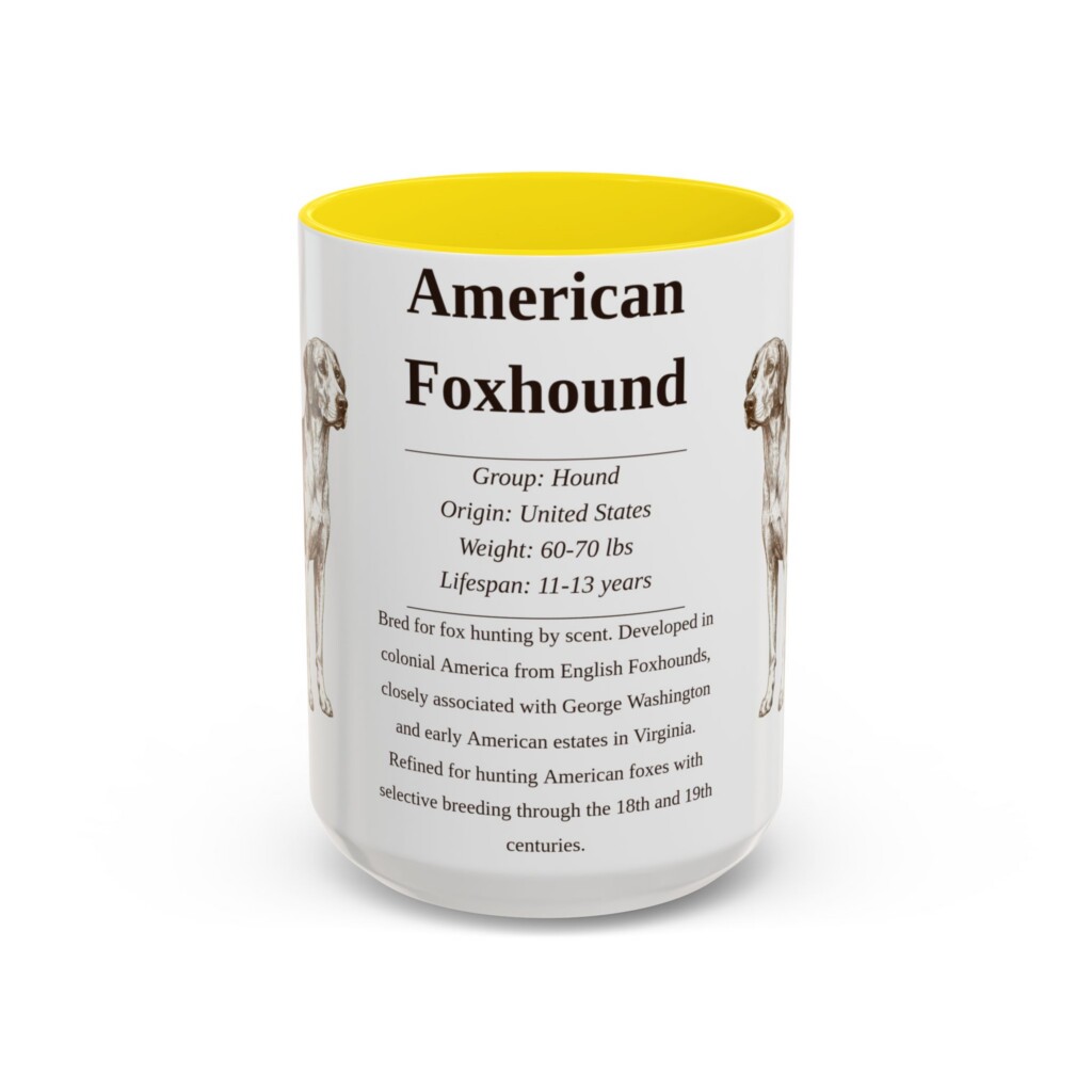 10180851202885338873_2048.jpeg 15oz American Foxhound Mug, Illustrated Dog Breed Facts Coffee Mug, Vintage Dog Keepsake Gift