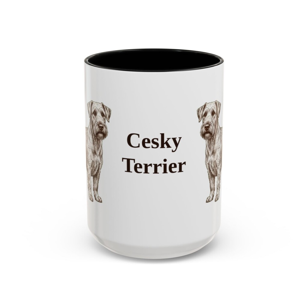 15oz Cesky Terrier Mug, Vintage Dog Portrait Coffee Mug, Dog Lover Gift