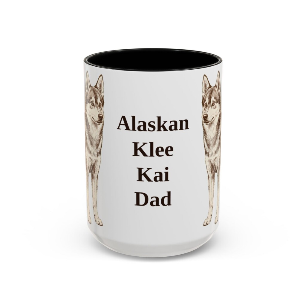 15oz Alaskan Klee Kai Dog Dad Mug, Vintage Sketch Coffee Mug, Dog Dad Gift