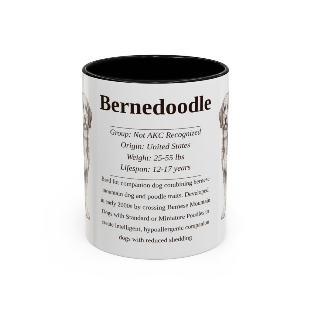 11oz Bernedoodle Mug, Illustrated Dog Breed Facts Coffee Mug, Vintage Dog Keepsake Gift