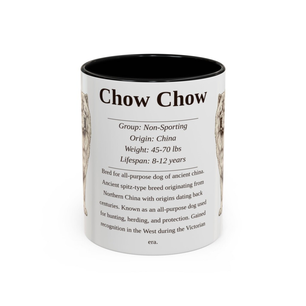 11oz Chow Chow Mug, Illustrated Dog Breed Facts Coffee Mug, Vintage Dog Keepsake Gift