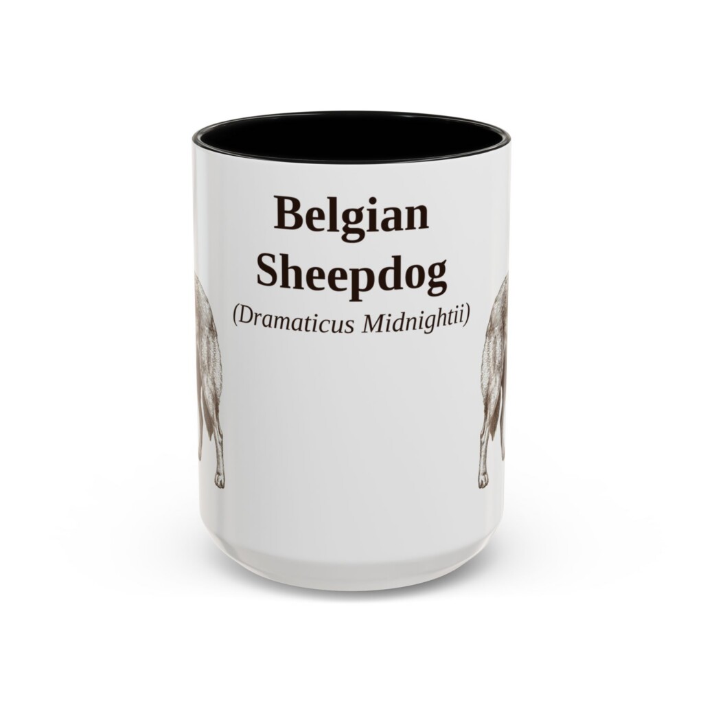 15oz Belgian Sheepdog Latin Mug, Vintage Dog Coffee Mug, Dog Lover Gift