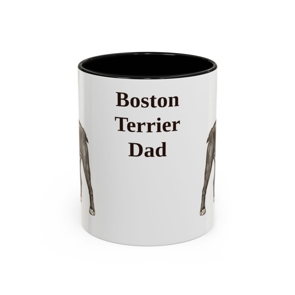 11oz Boston Terrier Dog Dad Mug, Vintage Sketch Coffee Mug, Dog Dad Gift