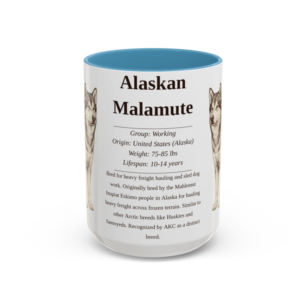 10595111227358043603_2048.jpeg 15oz Alaskan Malamute Mug, Illustrated Dog Breed Facts Coffee Mug, Vintage Dog Keepsake Gift