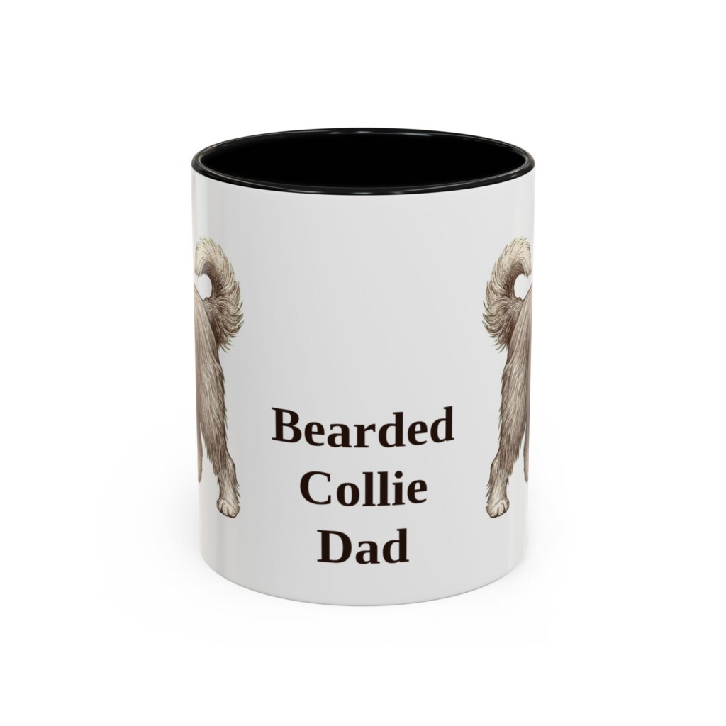 11oz Bearded Collie Dog Dad Mug, Vintage Sketch Coffee Mug, Dog Dad Gift