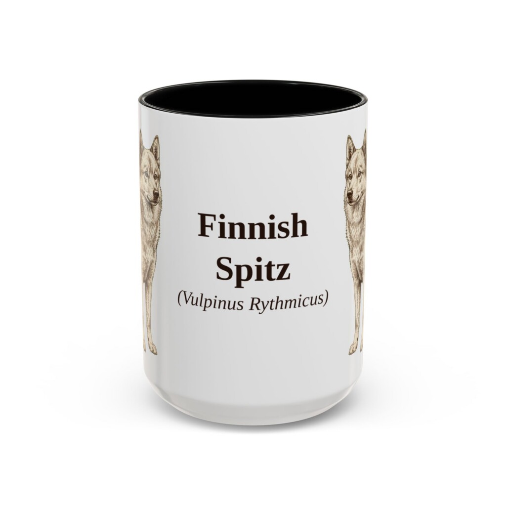 15oz Finnish Spitz Latin Mug, Vintage Dog Coffee Mug, Dog Lover Gift