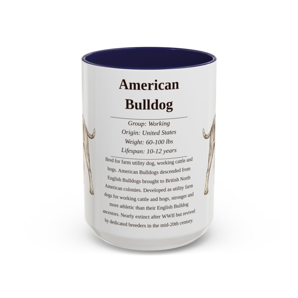 10764380937854219524_2048.jpeg 15oz American Bulldog Mug, Illustrated Dog Breed Facts Coffee Mug, Vintage Dog Keepsake Gift