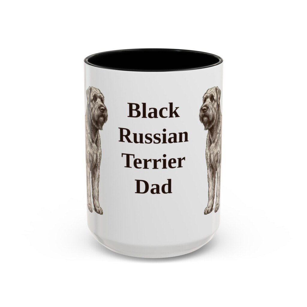 15oz Black Russian Terrier Dog Dad Mug, Vintage Sketch Coffee Mug, Dog Dad Gift