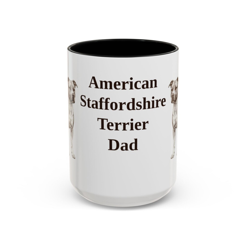 15oz American Staffordshire Terrier Dog Dad Mug, Vintage Sketch Coffee Mug, Dog Dad Gift