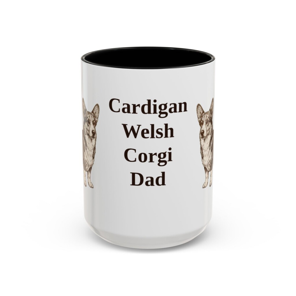 15oz Cardigan Welsh Corgi Dog Dad Mug, Vintage Sketch Coffee Mug, Dog Dad Gift